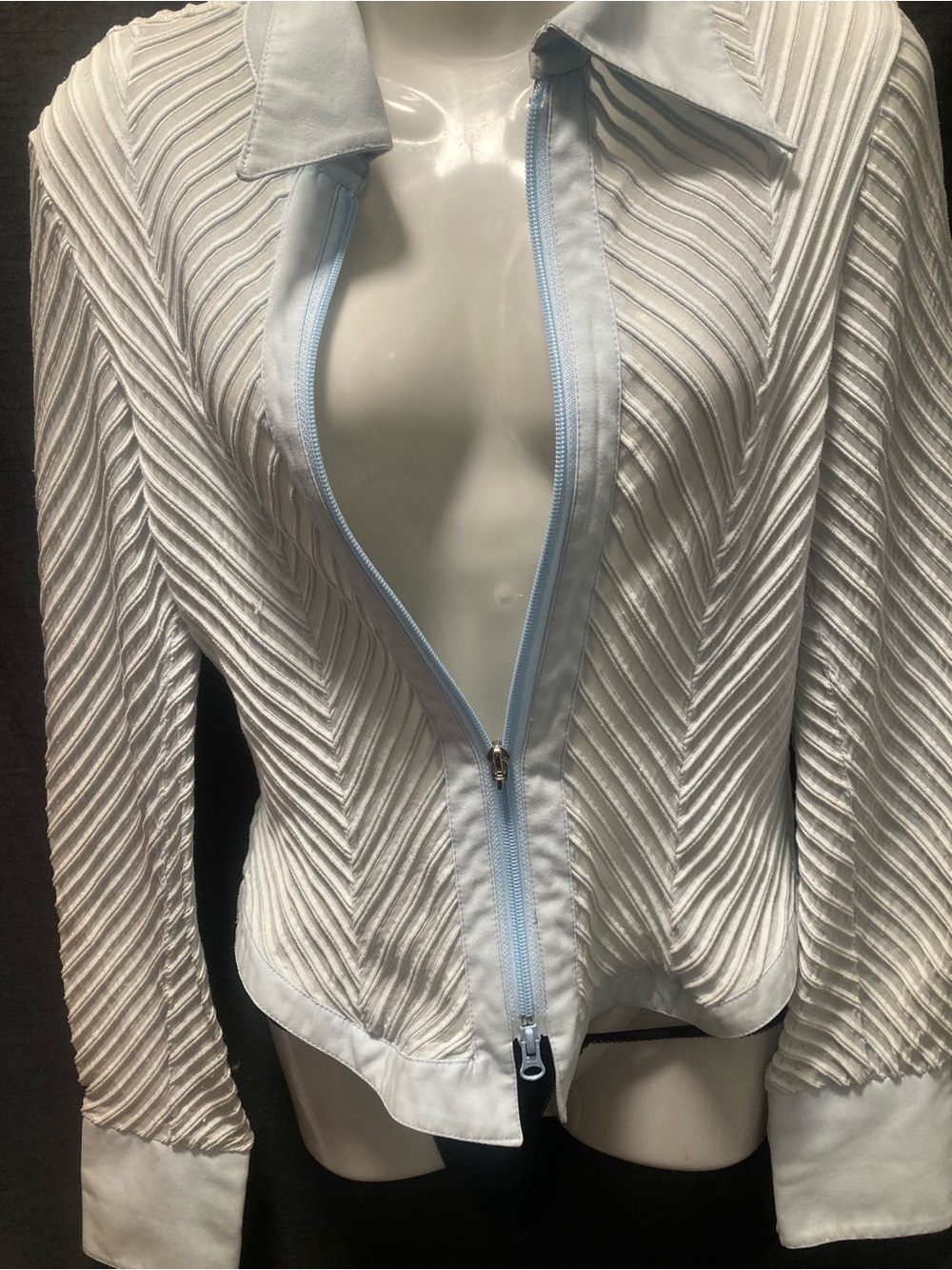 Joseph Ribkoff White Textured Zip Jacket Top Y2K Office Siren Size 8